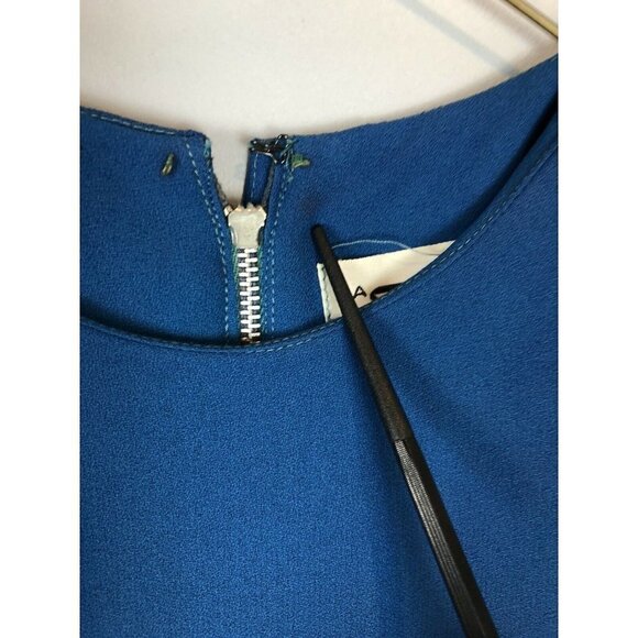 Vtg Mid Century Topaz Original Blue Crepe Dress Silk Rosettes Small 1950s/60s - Picture 4 of 9